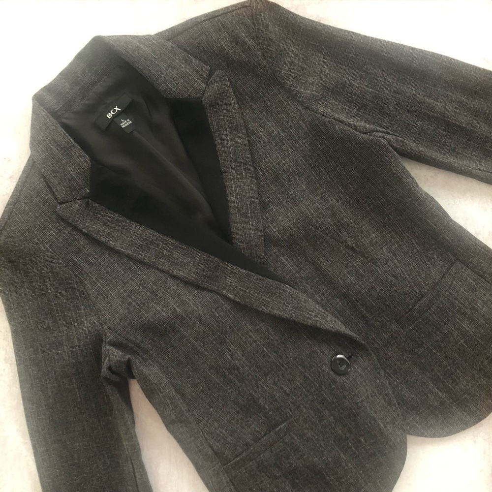 🌼 BCX Junior's Black Tweed One Button Blazer, L - Picture 4 of 9